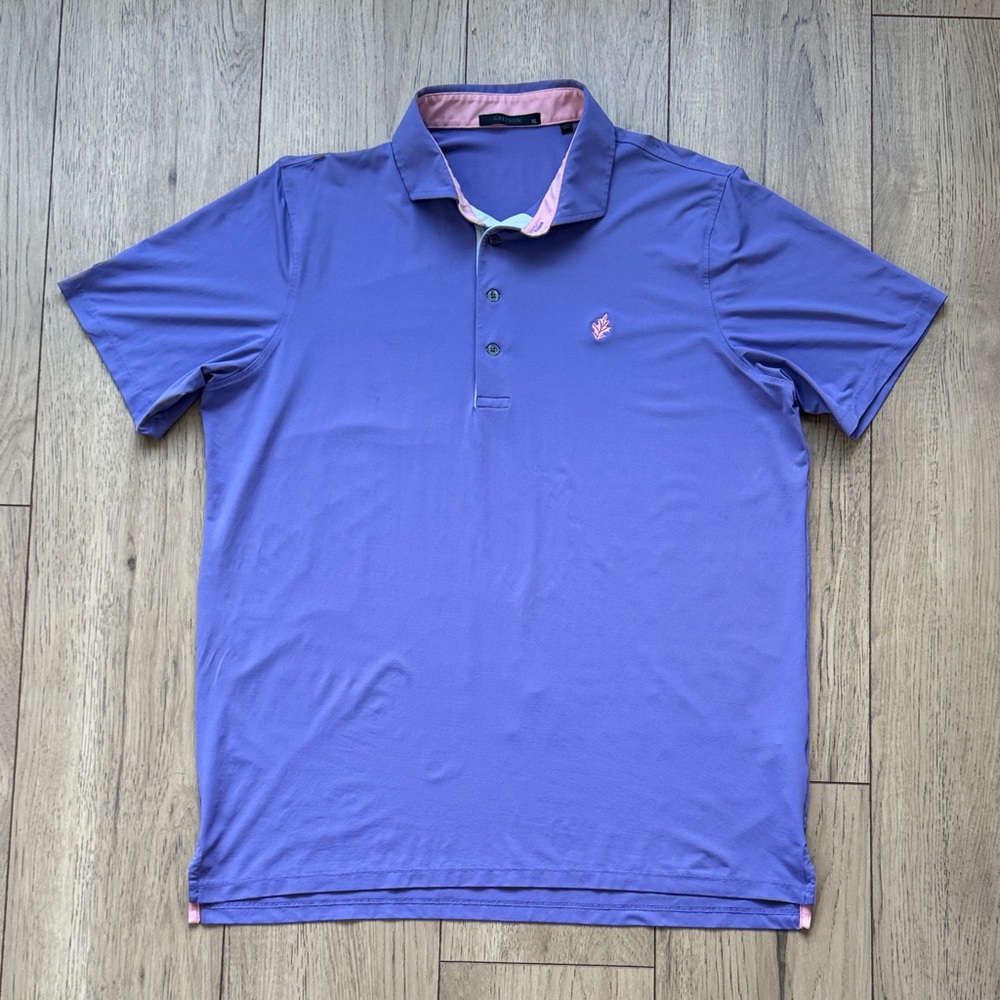 Greyson Mens Golf Polo Shirt Purple Wolf Logo Short Sleeve Performance XL